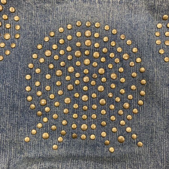 Vintage Retro Fiorucci Brass Stud Denim Hobo Pink Angel Lining & Interior Pocket - Picture 3 of 16